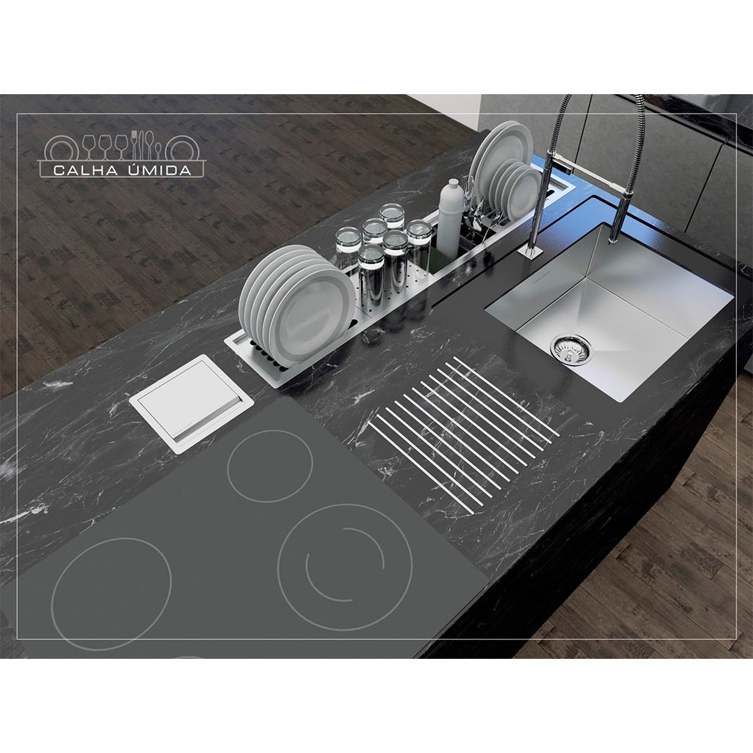 Kit Escorredor Sobrepor Calha Umida Kitchen 5 Módulos 1080mm - AÇO 304