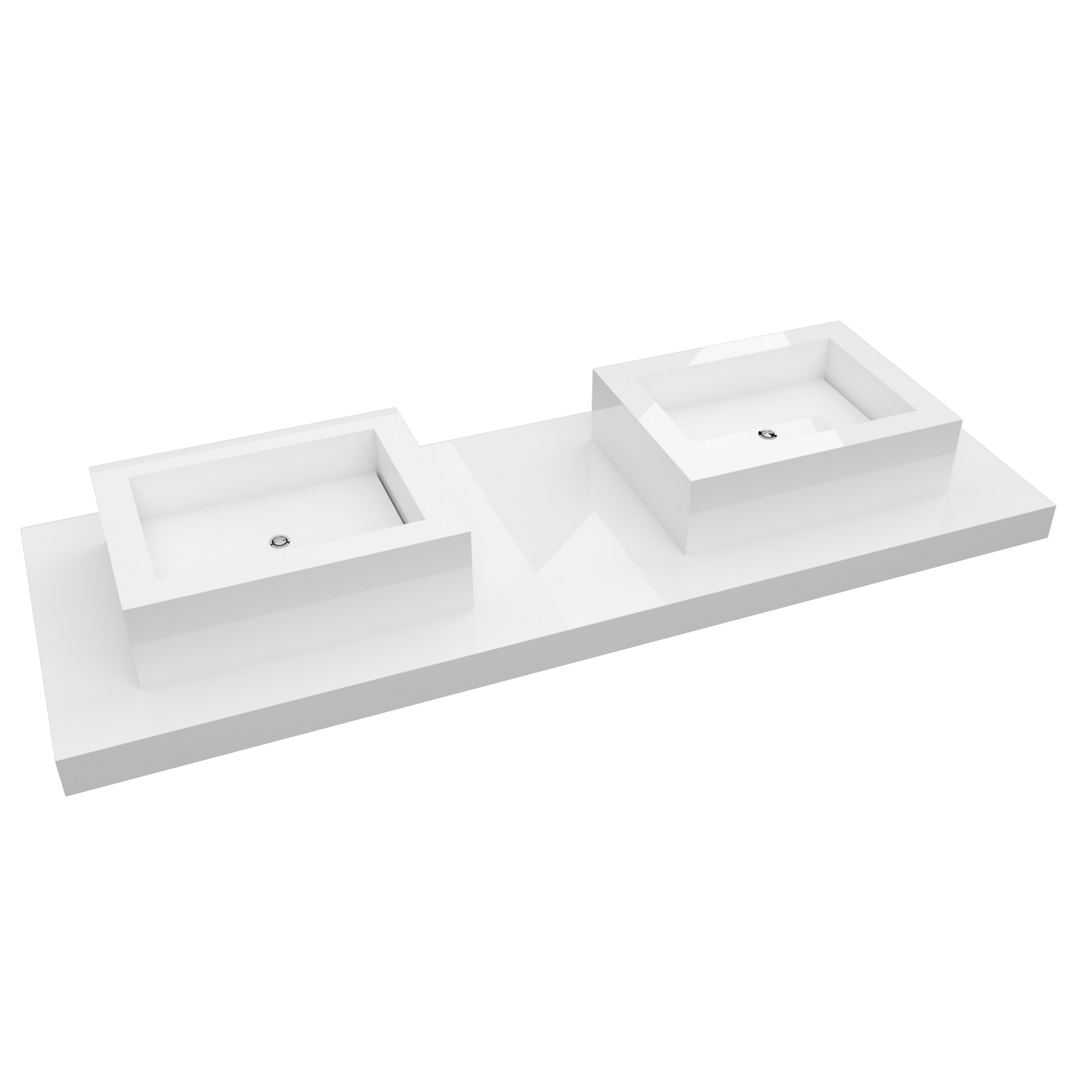 Bancada Reta Palermo em Margres com Lavatório Duplo de Pousar no mesmo material