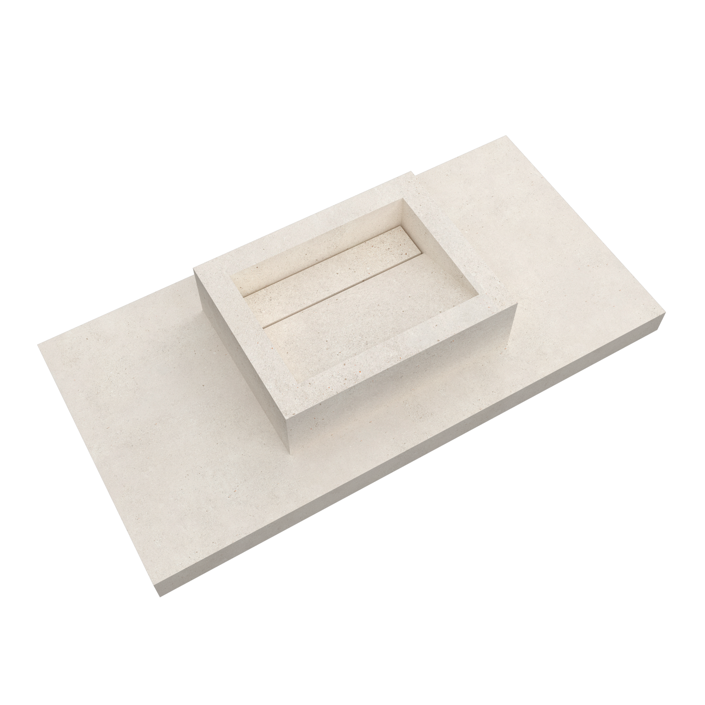 Bancada Reta Siena Linha Maximum com lavatório de Pousar no mesmo material