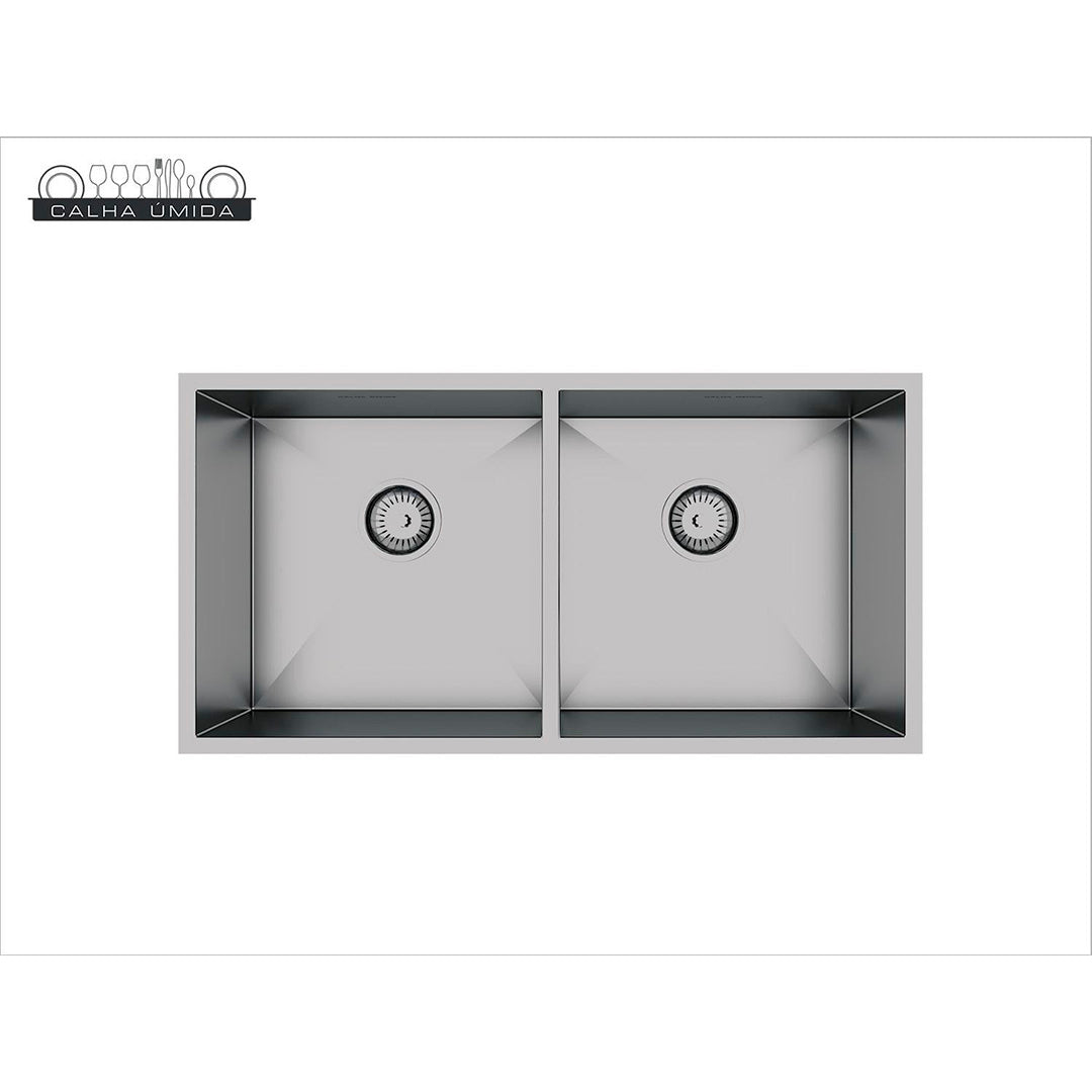 Cuba Dupla De Sobrepor Calha Úmida Quadratta 800x400 - AÇO 304