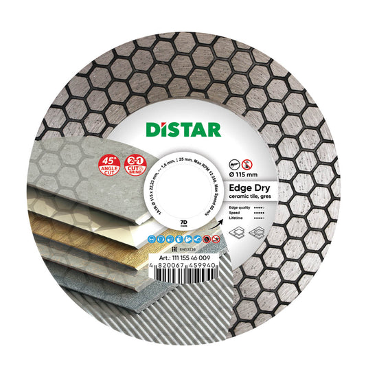 DISCO DE CORTE DIAMANTADA 1A1R Ø115mm e Ø 125mm - EDGE DRY