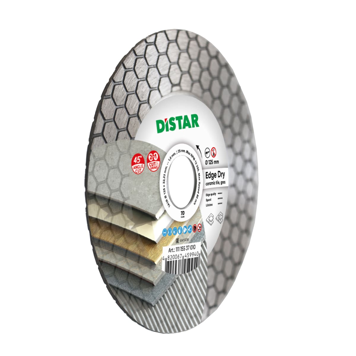 DISCO DE CORTE DIAMANTADA 1A1R Ø115mm e Ø 125mm - EDGE DRY