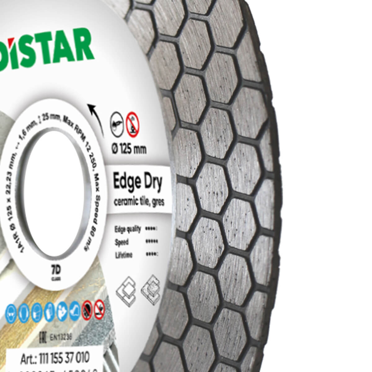 DISCO DE CORTE DIAMANTADA 1A1R Ø115mm e Ø 125mm - EDGE DRY