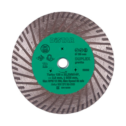 DISCO DE CORTE DE DIAMANTE TURBO 125 M14F DUPLEX