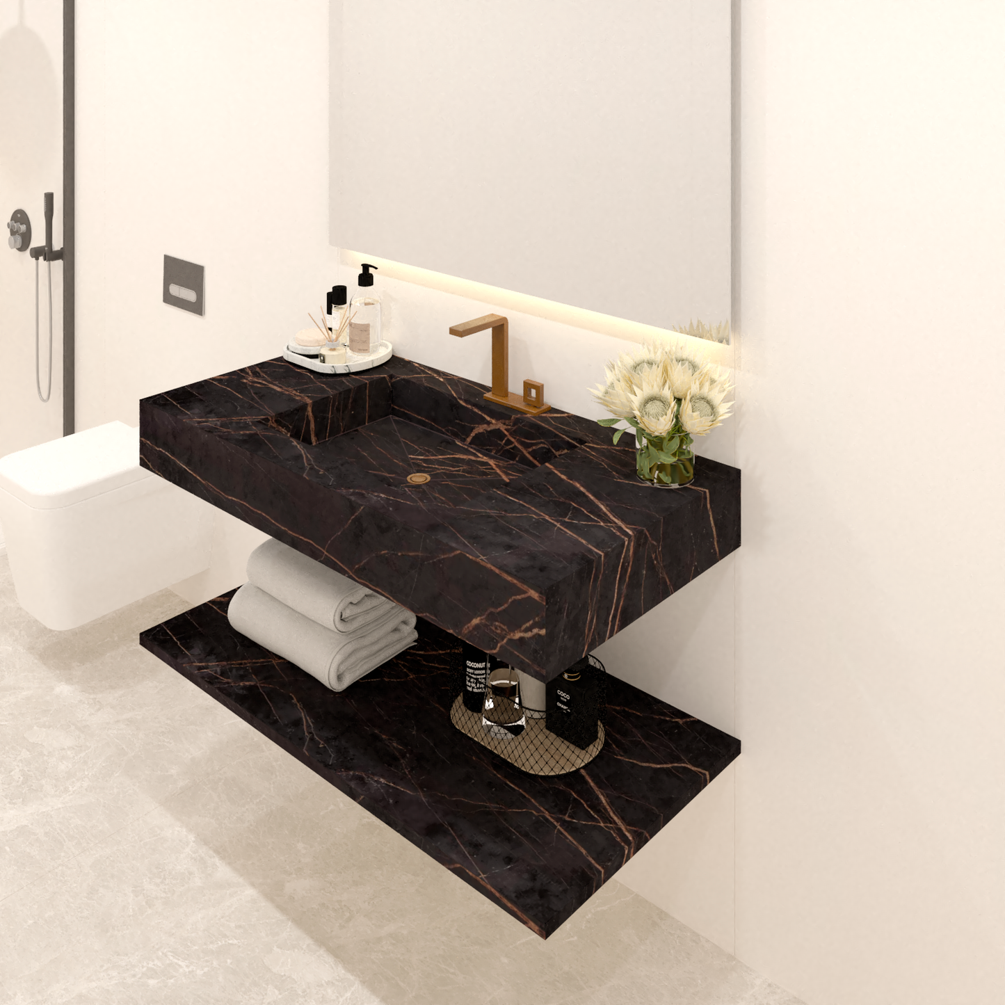 Bancada Firenze em DEKTON 4 mm com Lavatório Integrado