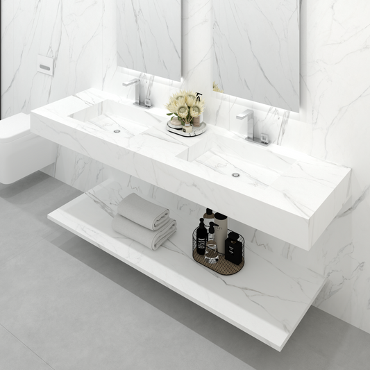 Bancada Firenze Linha Maximum com Lavatórios Dupla Integrados