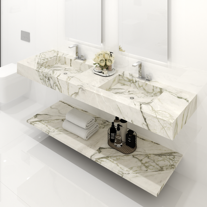 Bancada Firenze em Margres com Lavatórios Dupla Integrados