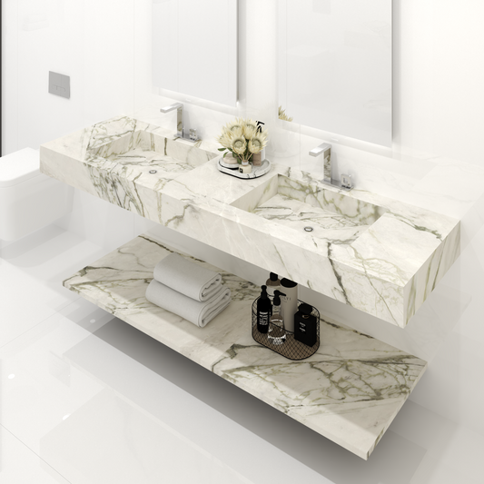 Bancada Firenze em Margres com Lavatórios Dupla Integrados