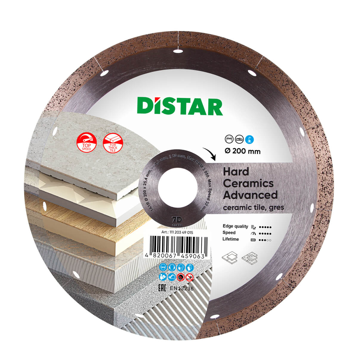 DISCO DE CORTE DE DIAMANTE 1A1R Ø 200 mm a Ø 300 mm CERÂMICA DURA AVANÇADA