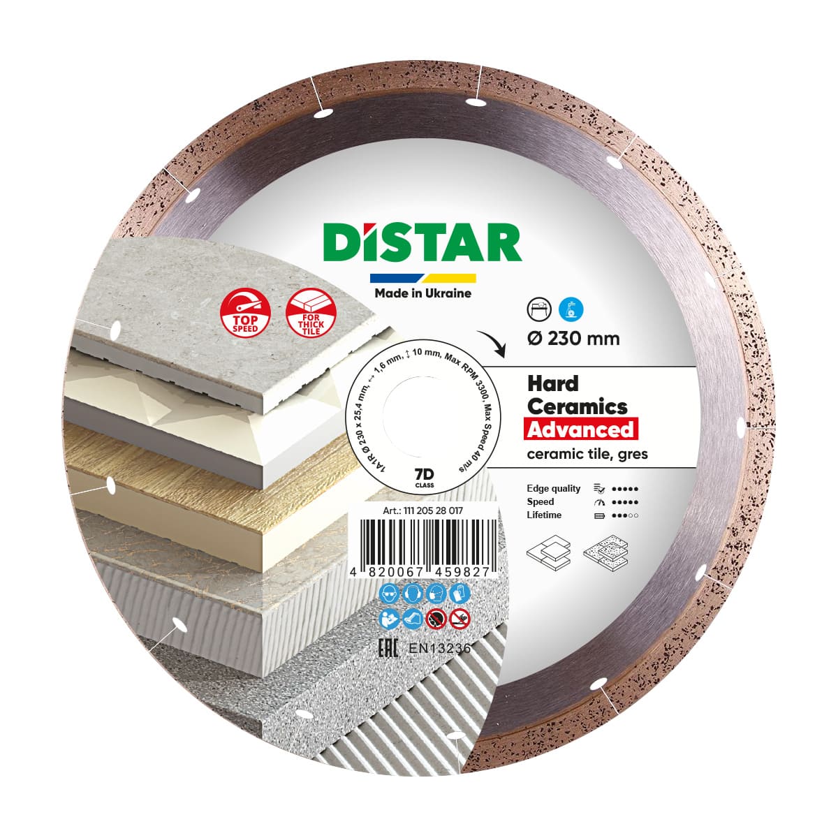 DISCO DE CORTE DE DIAMANTE 1A1R Ø 200 mm a Ø 300 mm CERÂMICA DURA AVANÇADA