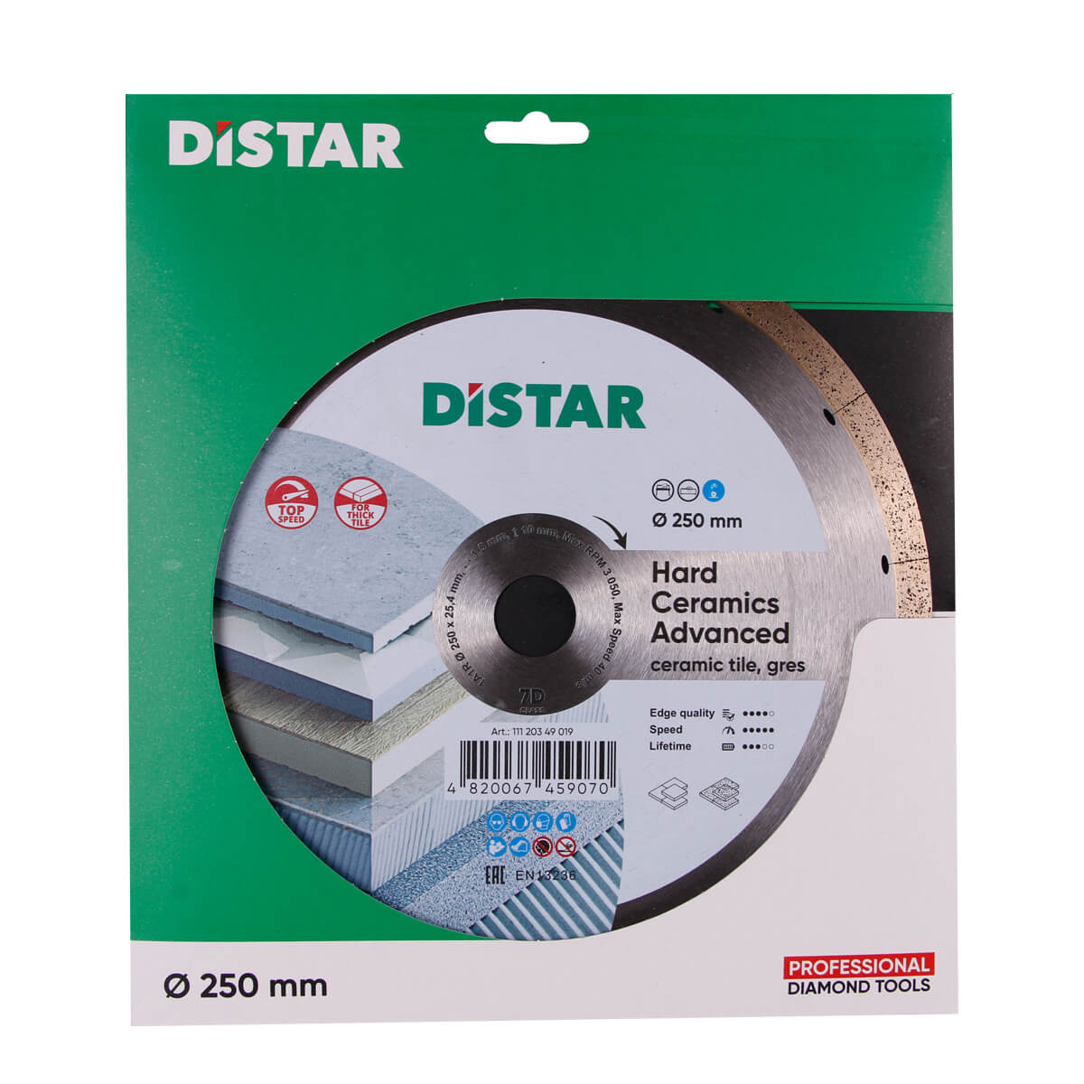 DISCO DE CORTE DE DIAMANTE 1A1R Ø 200 mm a Ø 300 mm CERÂMICA DURA AVANÇADA