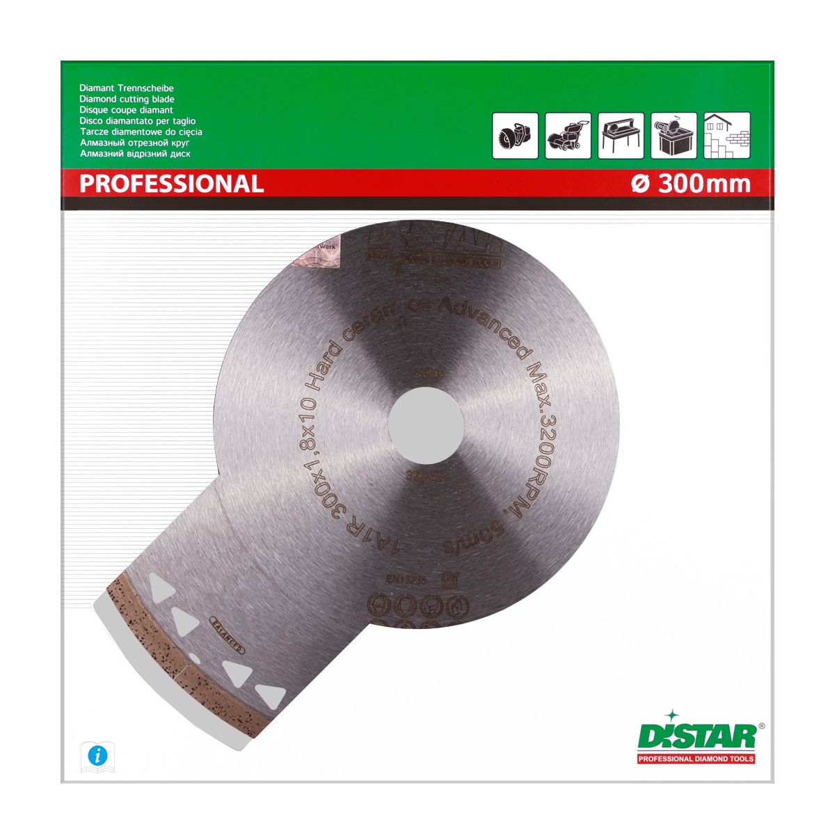 DISCO DE CORTE DE DIAMANTE 1A1R Ø 200 mm a Ø 300 mm CERÂMICA DURA AVANÇADA
