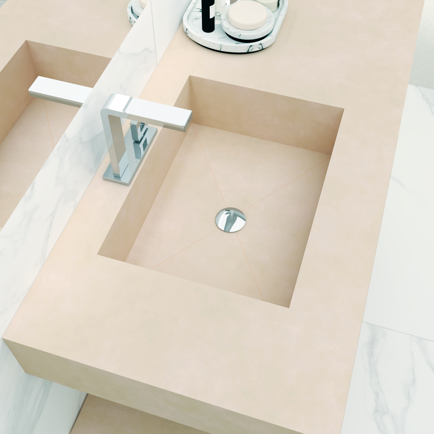 Lavatório para Casa de Banho 120 x 55 x 15 - Neolith com cuba na lateral