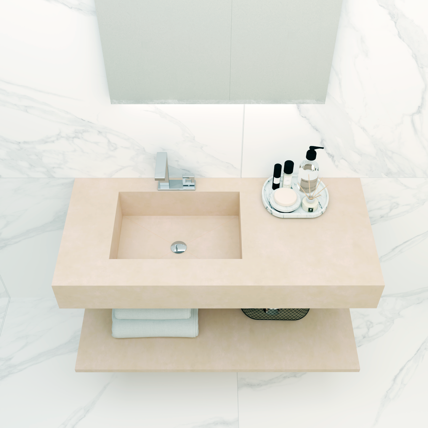 Lavatório para Casa de Banho 120 x 55 x 15 - Neolith com cuba na lateral