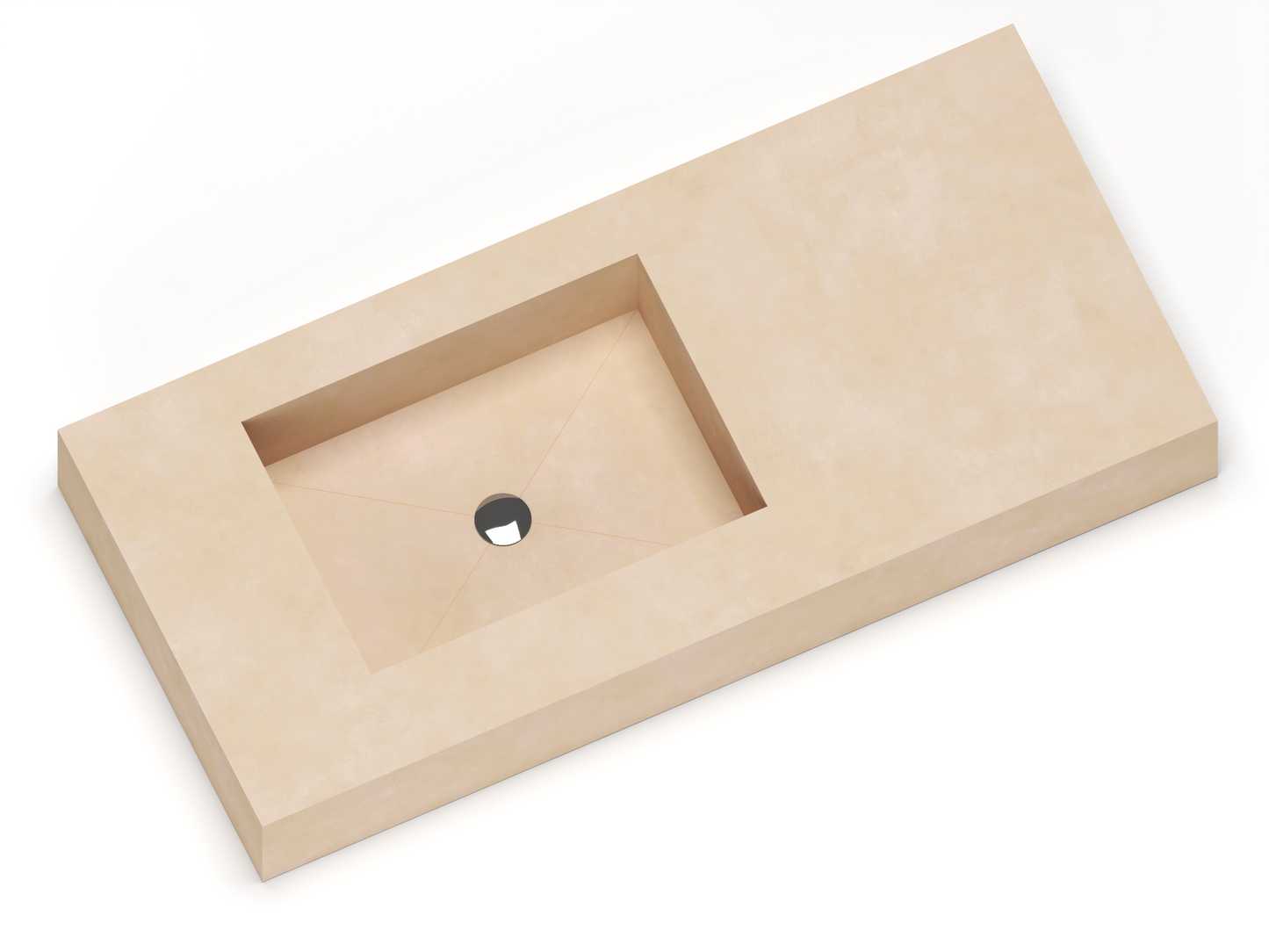 Lavatório para Casa de Banho 120 x 55 x 15 - Neolith com cuba na lateral