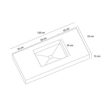 Lavatório para Casa de Banho 120 x 55 x 15 - Neolith