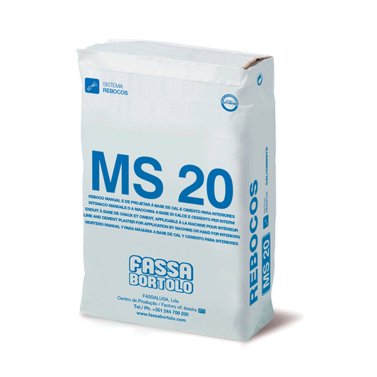 MS 20 Reboco para arear à base de cal e cimento, para interiores de aplicação manual ou à máquina - Fassa Bortolo