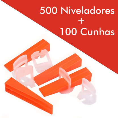 KIT Nivelador para Pavimento e Revestimento - 500 Niveladores + 100 Cunhas