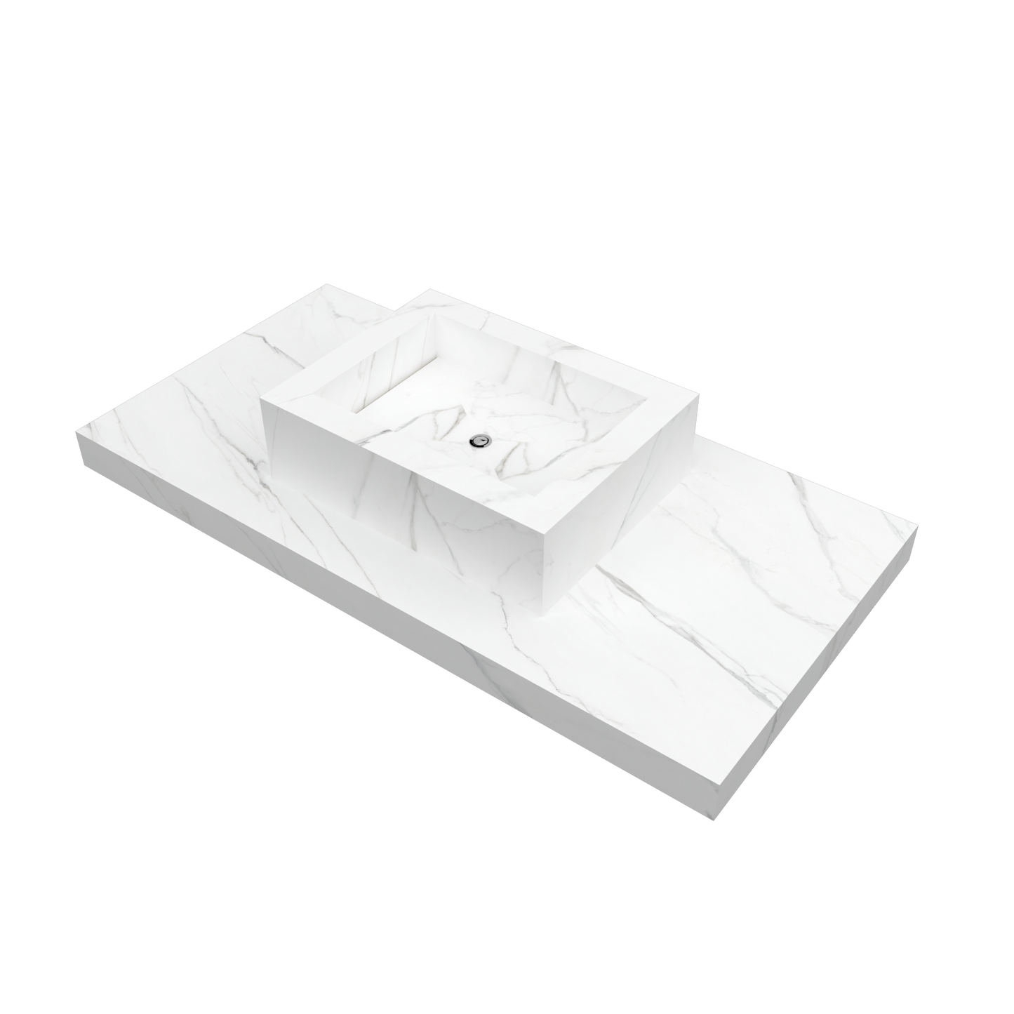 Bancada Reta Palermo Linha Maximum com lavatório de Pousar no mesmo material