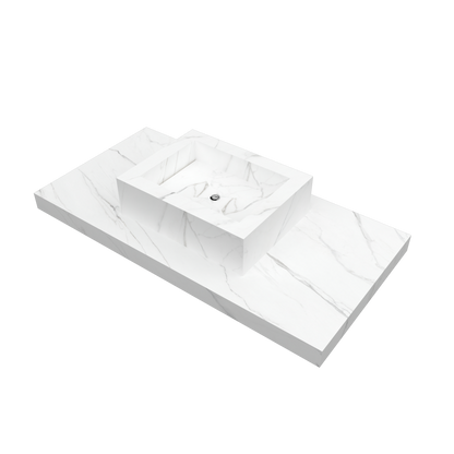 Bancada Reta Palermo Linha Maximum com lavatório de Pousar no mesmo material