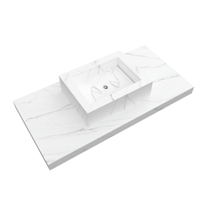 Bancada Reta Palermo Linha Maximum com lavatório de Pousar no mesmo material