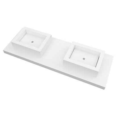 Bancada Reta Palermo em Margres com Lavatório Duplo de Pousar no mesmo material