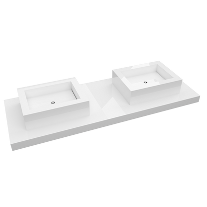 Bancada Reta Palermo em Margres com Lavatório Duplo de Pousar no mesmo material