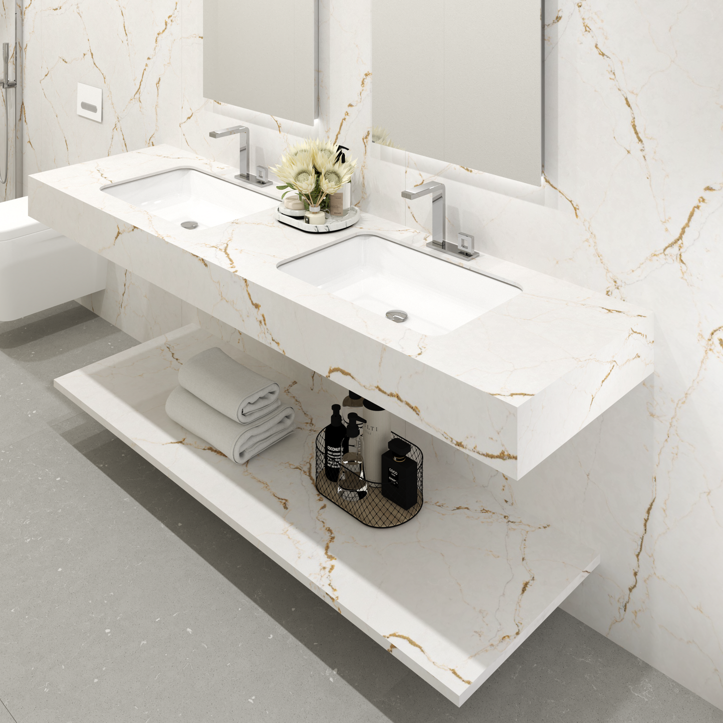 Bancada Roma em Silestone com Lavatório de Encastrar Dupla