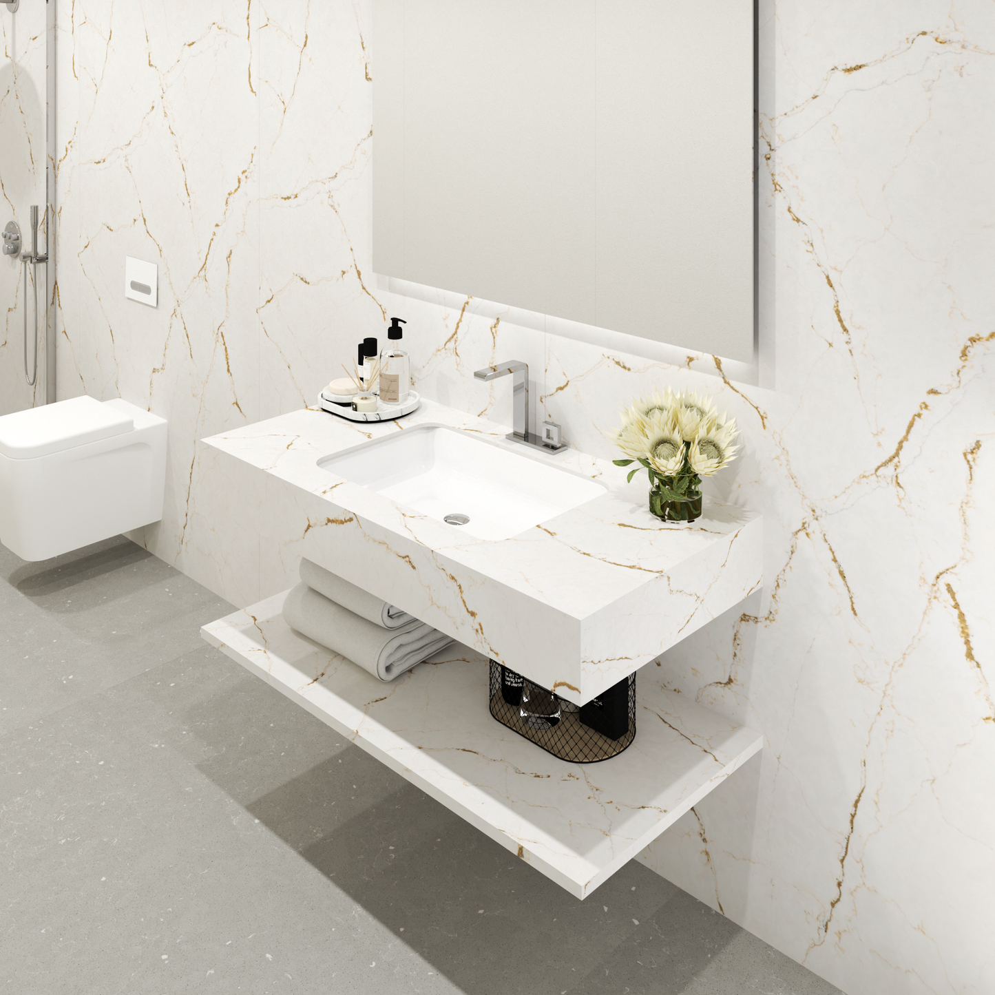 Bancada Reta Roma em Silestone com lavatório de Encastrar por Baixo