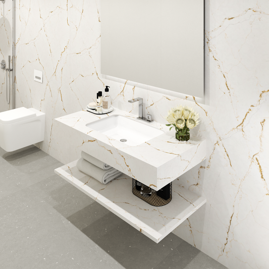 Bancada Reta Roma em Silestone com lavatório de Encastrar por Baixo