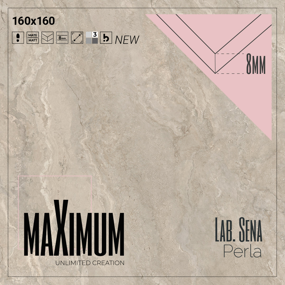 SENA - Revestimento Cerâmico 8mm - Placas 160 x 160 cm - Prissmacer MAXIMUM