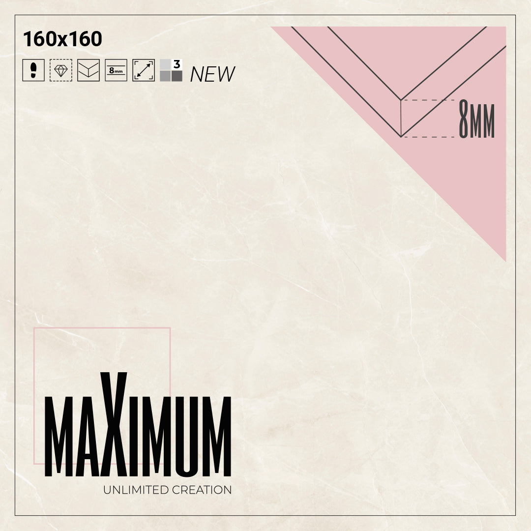 SUN - Revestimento Cerâmico 8mm - Placas 160 x 160 cm - Prissmacer MAXIMUM