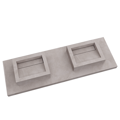 Bancada Reta Siena em Dekton 4 mm com Lavatório Duplo de Pousar no mesmo Material