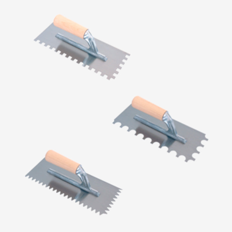 Espátulas dentadas em Aço Temperado 6/10 - Tratamento Anti-ferrugem - Punho em madeira