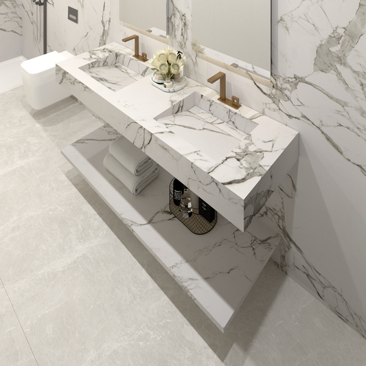 Bancada Torino em DEKTON 4 mm com Lavatórios Dupla Integrado