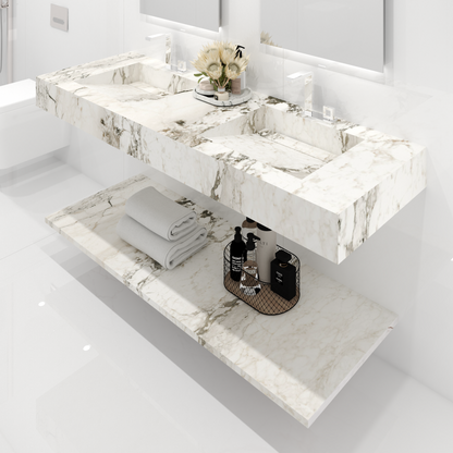 Bancada Torino em Margres com Lavatório Duplo Integrado