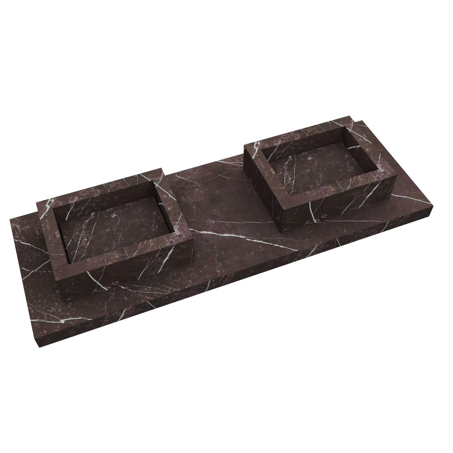 Bancada Reta Toscana em Margres com Lavatório Duplo de Pousar no mesmo material