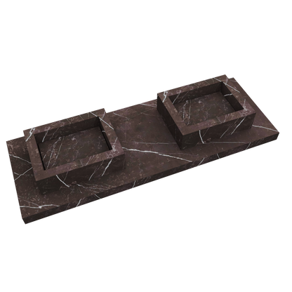 Bancada Reta Toscana em Margres com Lavatório Duplo de Pousar no mesmo material