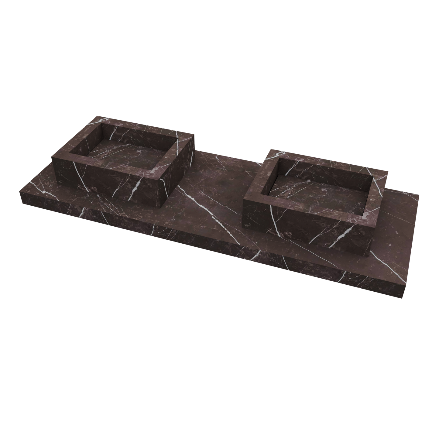 Bancada Reta Toscana em Margres com Lavatório Duplo de Pousar no mesmo material