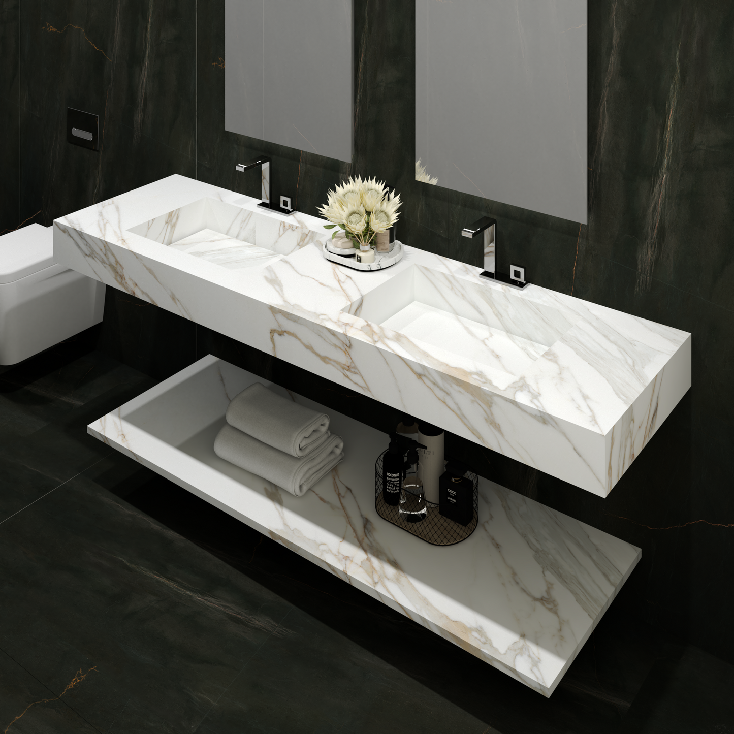 Bancada Veneza Linha Maximum com Lavatórios Dupla Integrados