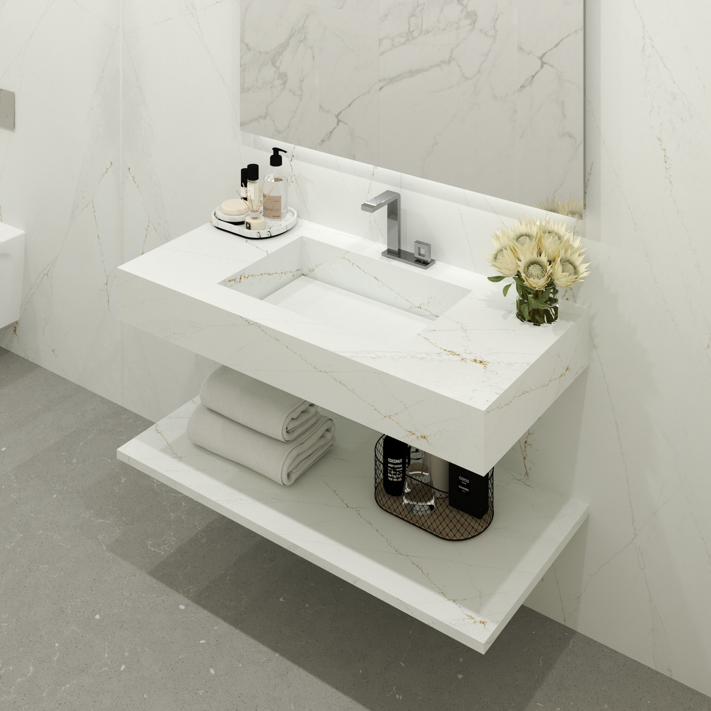 Bancada Veneza em Silestone com Lavatório Integrado