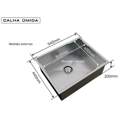 Cuba De Sobrepor Calha Úmida Quadratta 500x400 - AÇO 304
