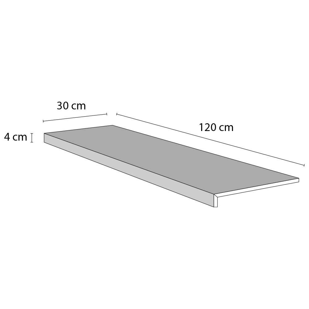 Gradini per scale modello Box con LED sottostante - 30 x 100 cm rivestiti in ceramica da 8 mm