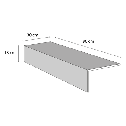 Stair Treads Box model with LED below - 30 x 100 cm coated with 8mm Ceramic