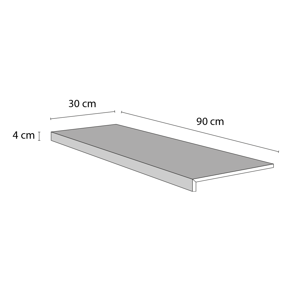 Stair Treads Box model with LED below - 30 x 100 cm coated with 8mm Ceramic