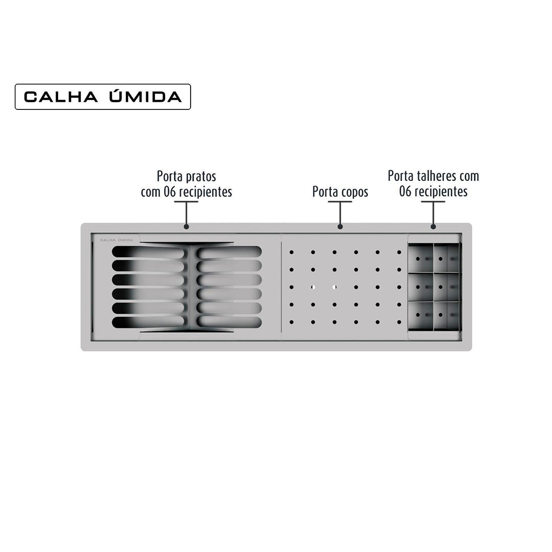 Kit Escorredor Sobrepor Calha Úmida Kitchen 3 Módulos 600mm - AÇO 304