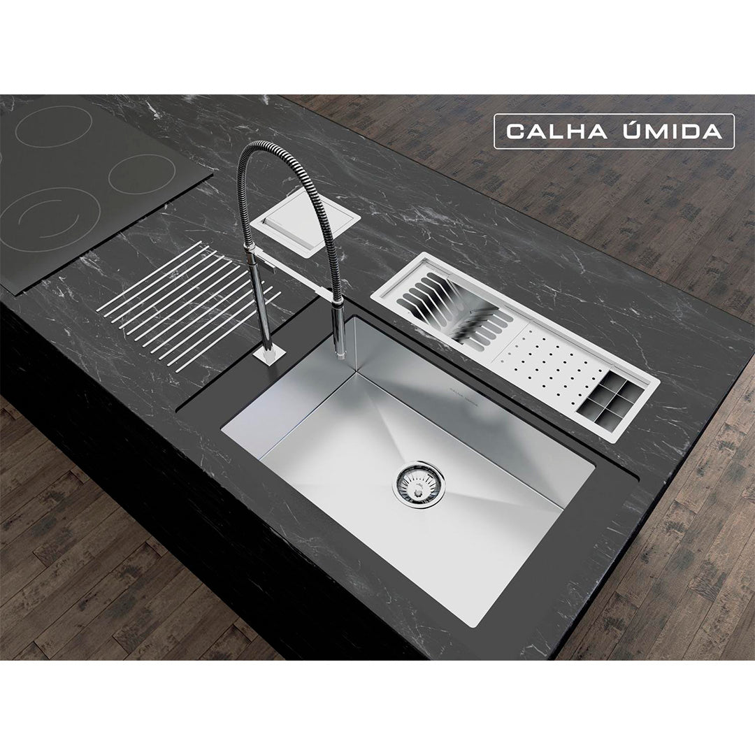 Kit Escorredor Sobrepor Calha Úmida Kitchen 3 Módulos 600mm - AÇO 304