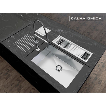 Kit Escorredor Sobrepor Calha Úmida Kitchen 3 Módulos 600mm - AÇO 304