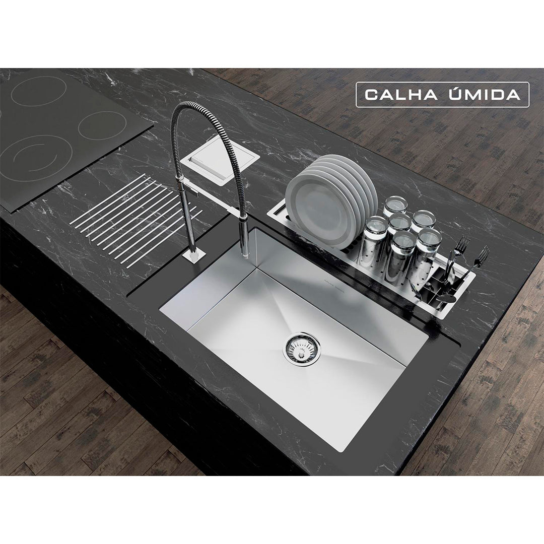 Kit Escorredor Sobrepor Calha Úmida Kitchen 3 Módulos 600mm - AÇO 304