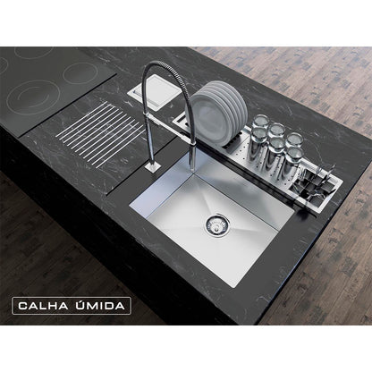 Kit Escorredor Sobrepor Calha Úmida Kitchen 3 Módulos 735mm - AÇO 304